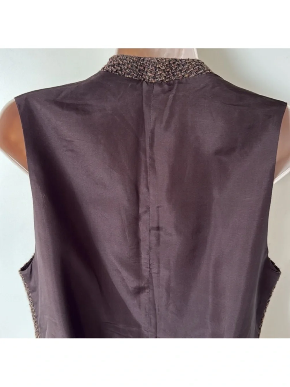 Vintage 90's Ralph Lauren Collection Brown Wool Tweed Button Up Vest 6 - Picture 6 of 8